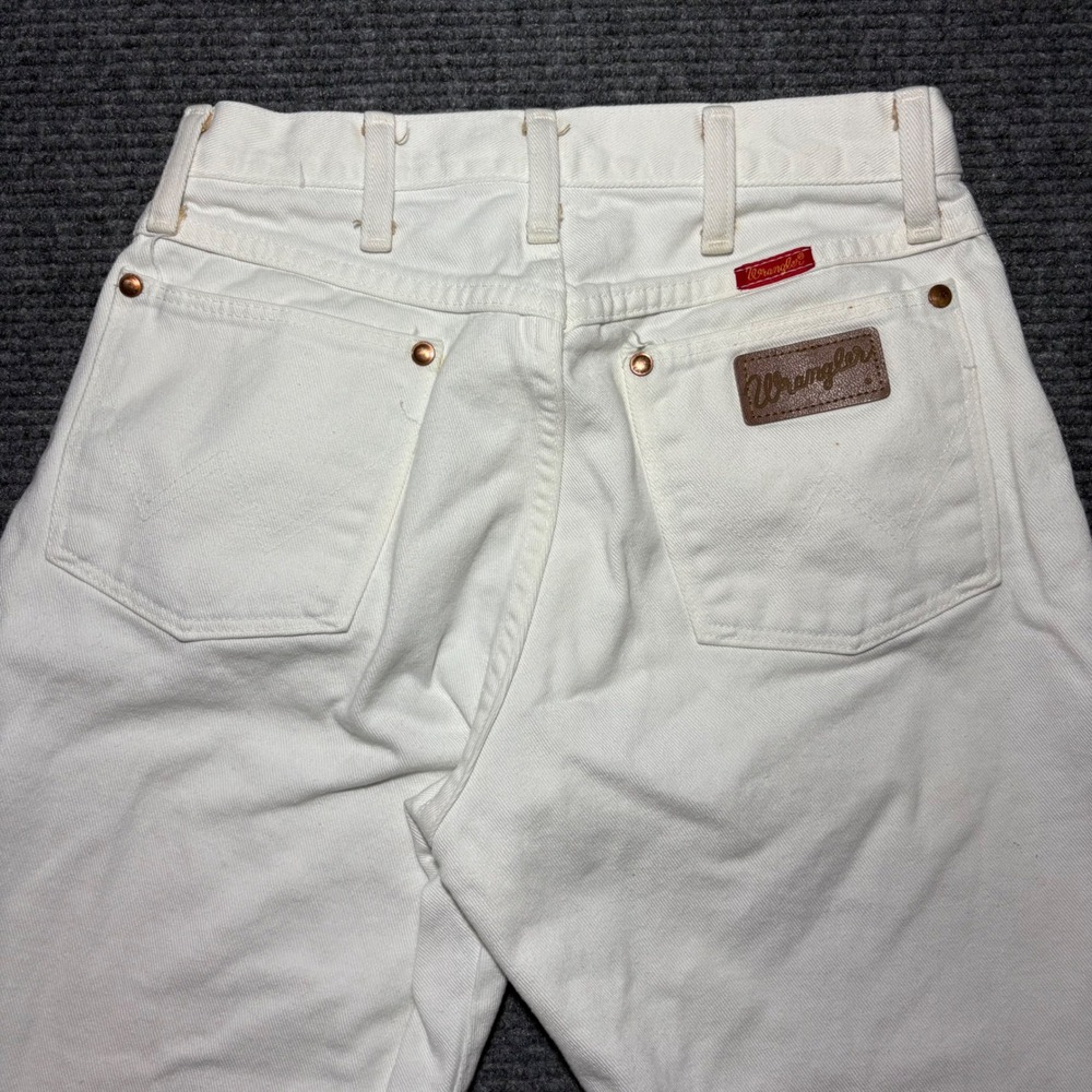 Vintage Wrangler High Waisted White Denim Jean Straight Leg Western 28x29 70s80s - Picture 8 of 9